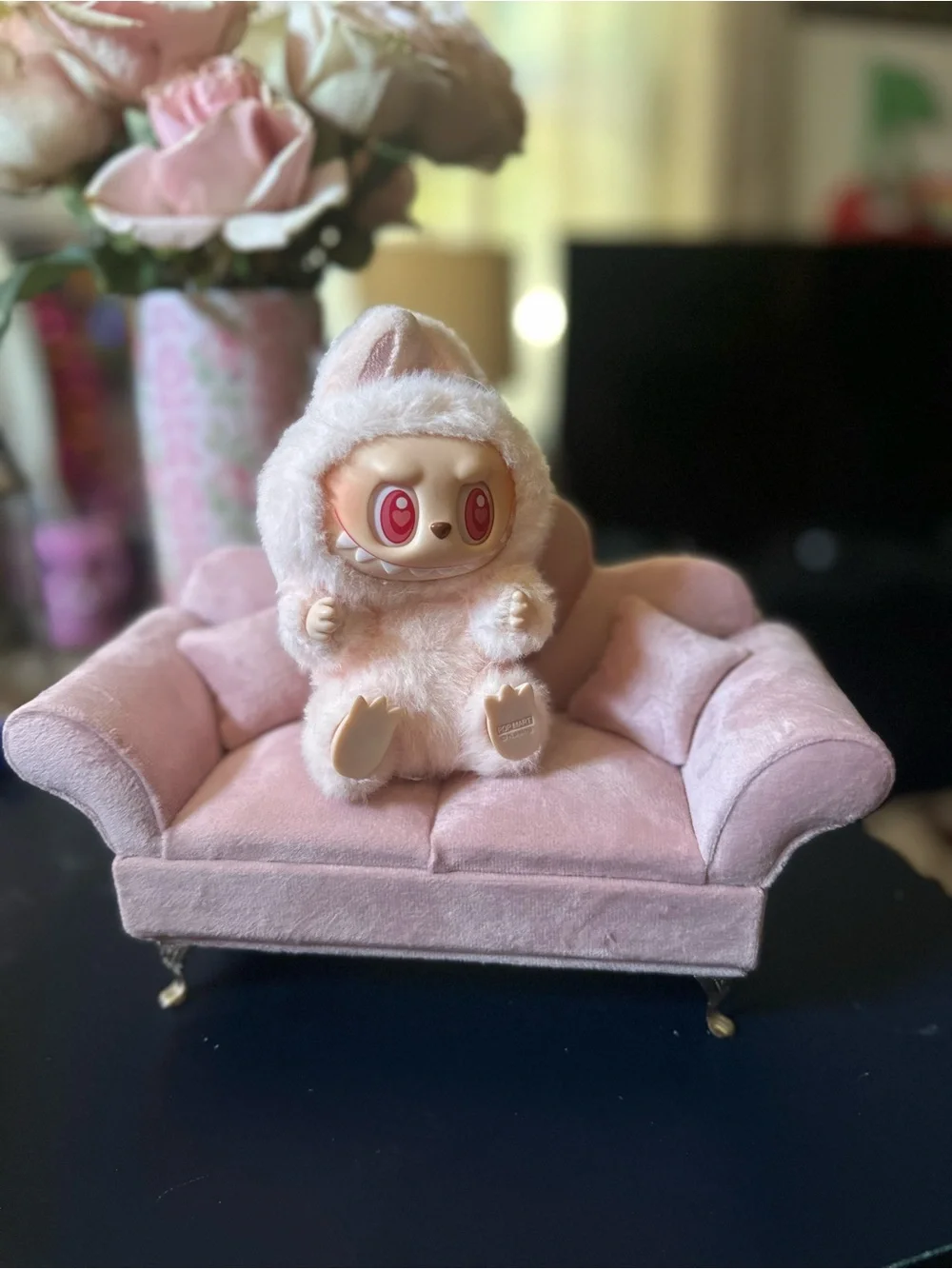 Pink Heart Back Plush Mini Sofa jewelry box